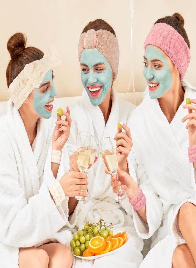 DiyJibb طقم عصابات رأس سبا من 9 قطع من ديي جيب لغسل الوجه، طقم عصابات رأس ومعصم للعناية بالبشرة، عصابات شعر للوجه للنساء والفتيات المراهقات لغسل الوجه، والمكياج، والرياضة، واليوغا (مشمشي + وردي + رمادي) - Image 3